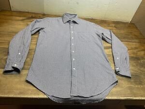 Sid Mashburn Mens Slim Fit Gingham Check Button Down Shirt Blue White Size M